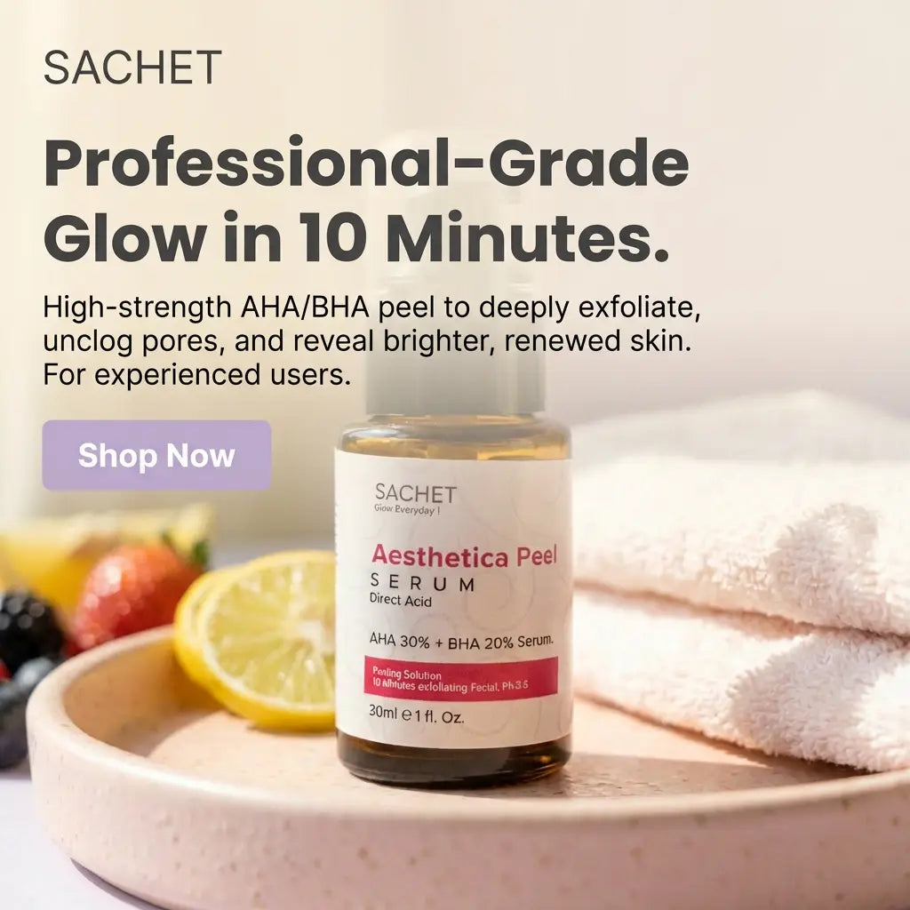 Sachet Aesthetica Peel Serum bottle on a white background