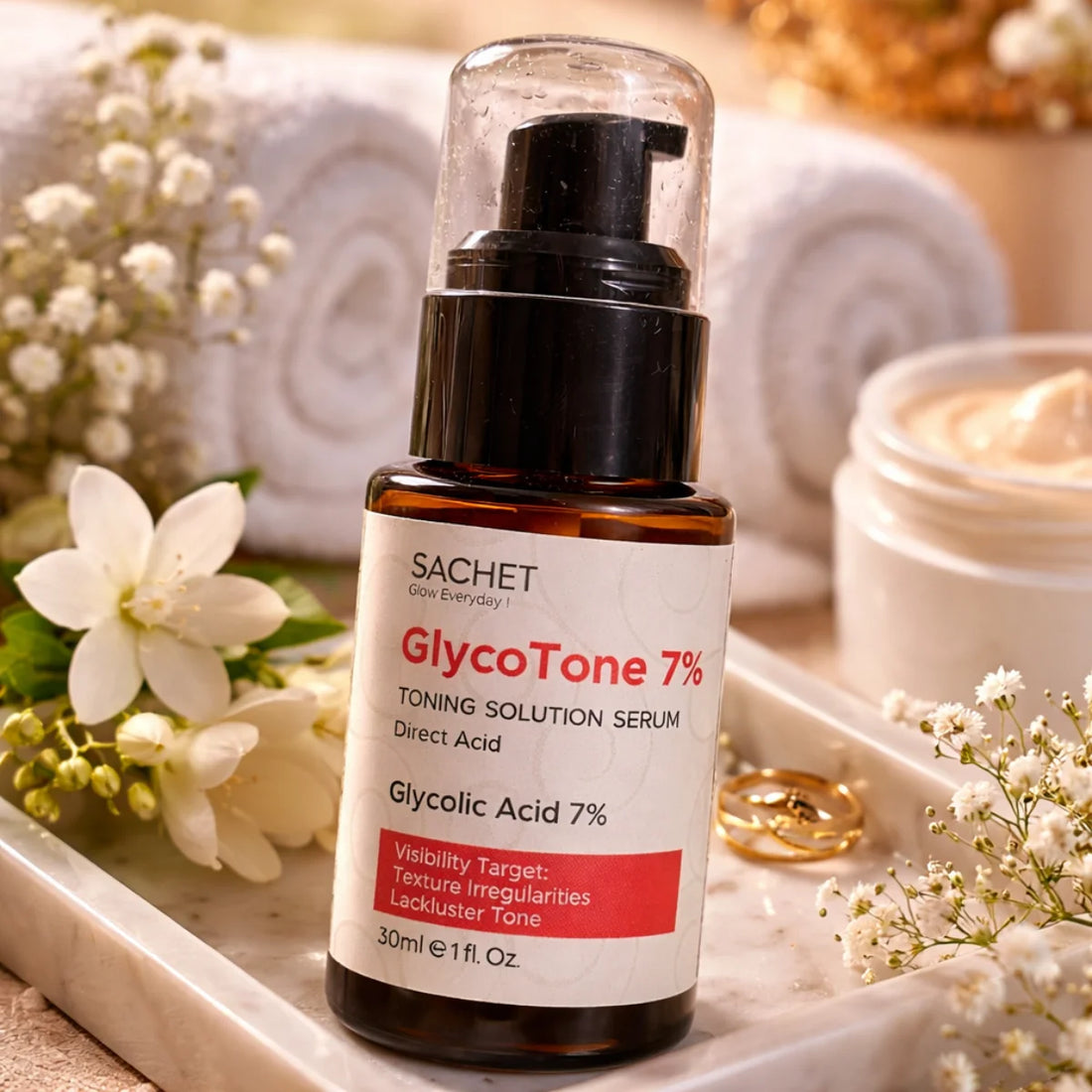 GlycoTone 7% Glycolic Acid Serum (AHA) for Texture & Dullness | SACHET