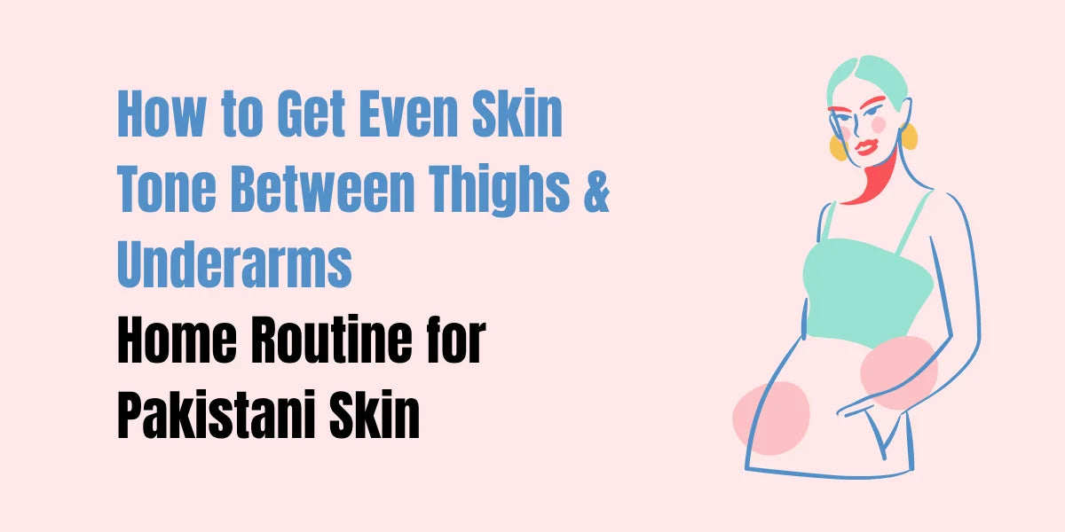 Even skin tone routine for thighs & underarms in Pakistan — Peal Wash, Brightnix Scrub & SACHET Whitening Cream for sensitive areas