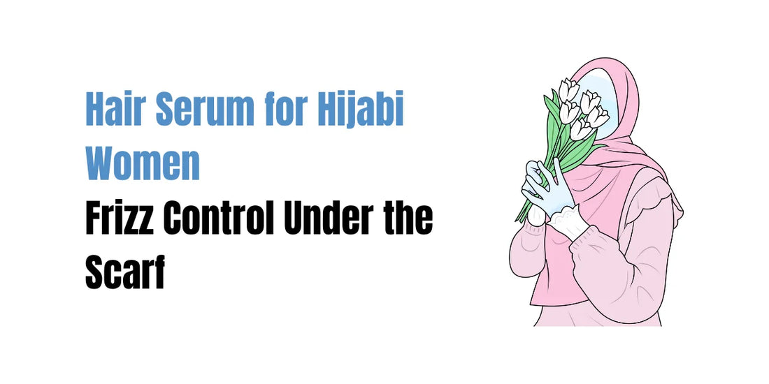 Hijabi Pakistani woman applying SACHET Hair Serum before wearing her scarf for smooth, frizz-free hair under hijab