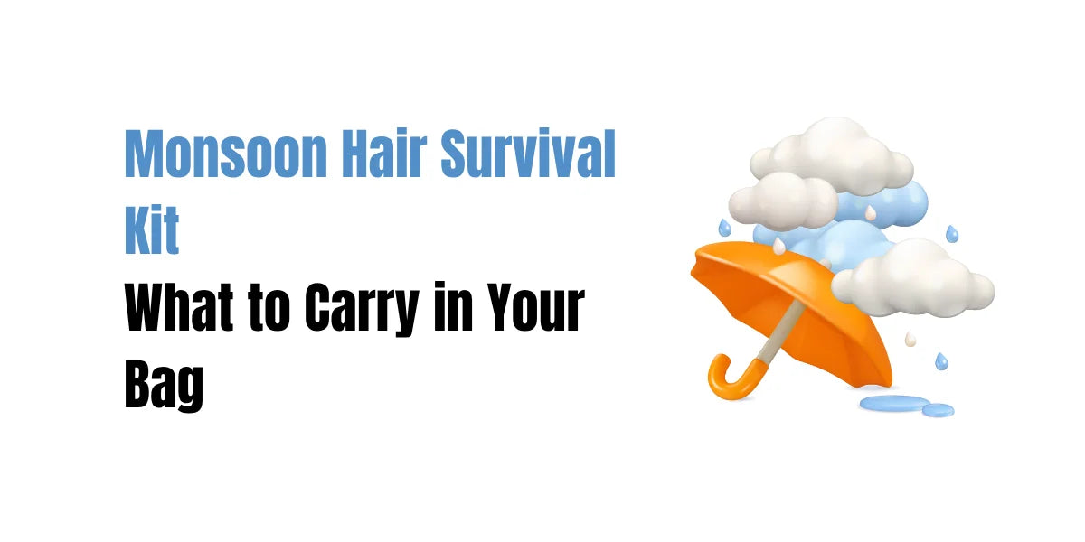 Monsoon hair care kit with SACHET Anti-Frizz and Revival Hair Serums in a handbag – anti-humidity routine for Pakistan