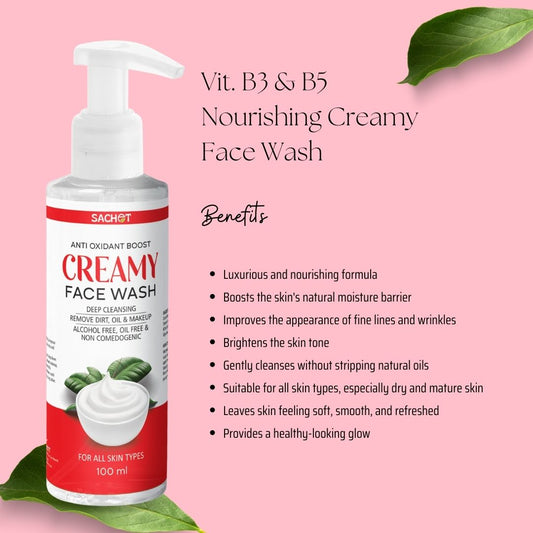 Vit. B3 & B5 Nourishing Creamy Face Wash | sachetcare.com