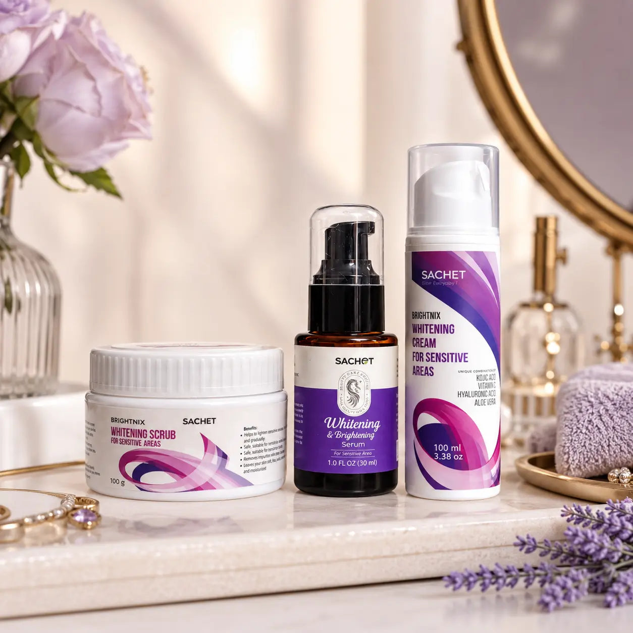 3-Zone Brightening Kit before after results timeline for underarms bikini and inner thighs