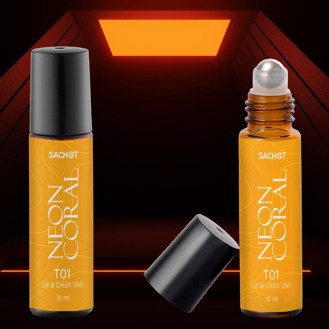 Neon Coral Roller Lip and Cheek Tint - T01 | sachetcare.com