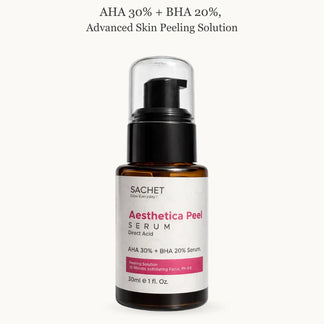 Sachet Aesthetica Peel Serum bottle on a white background