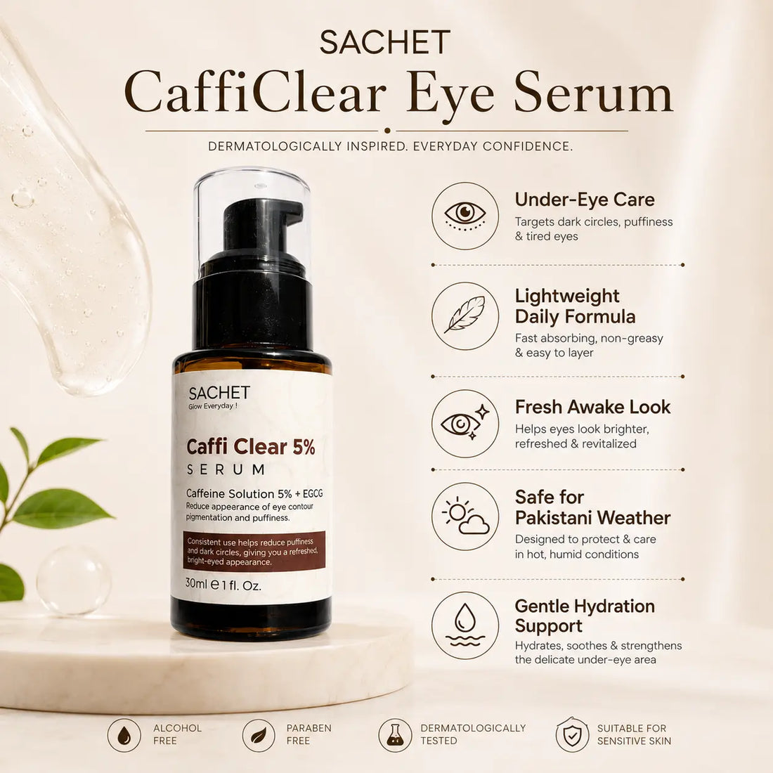 CaffiClear Eye Serum in Pakistan – Caffeine Serum for Dark Circles