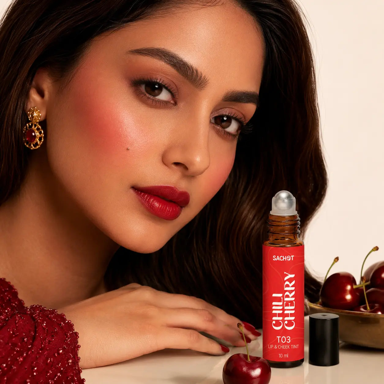 Chili Cherry Roller Lip and Cheek Tint - T03