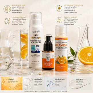 Glow & Protect Routine | Face Wash + Serum + SPF 65 | SACHET