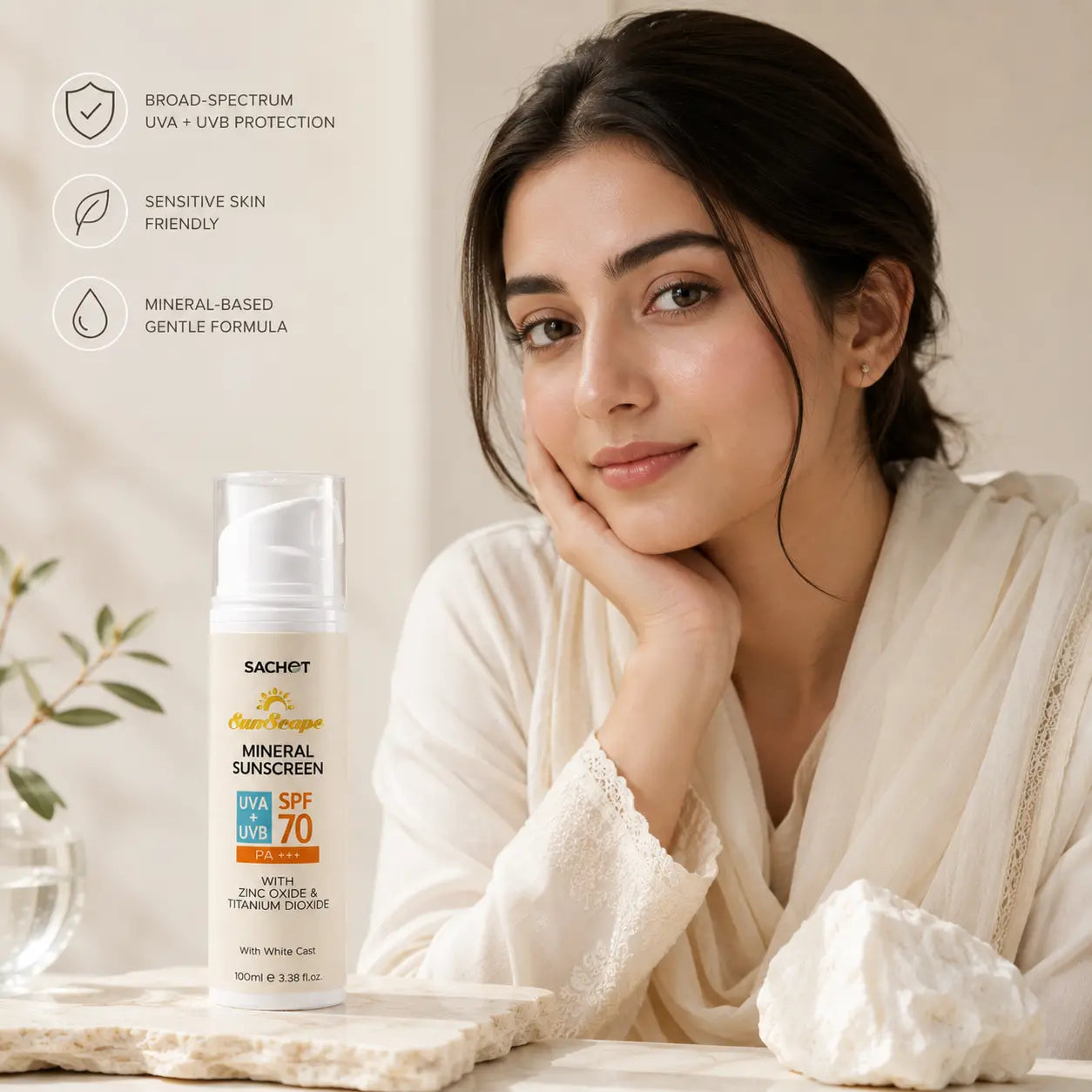 Mineral Sunscreen SPF 70 value for sensitive skin in Pakistan