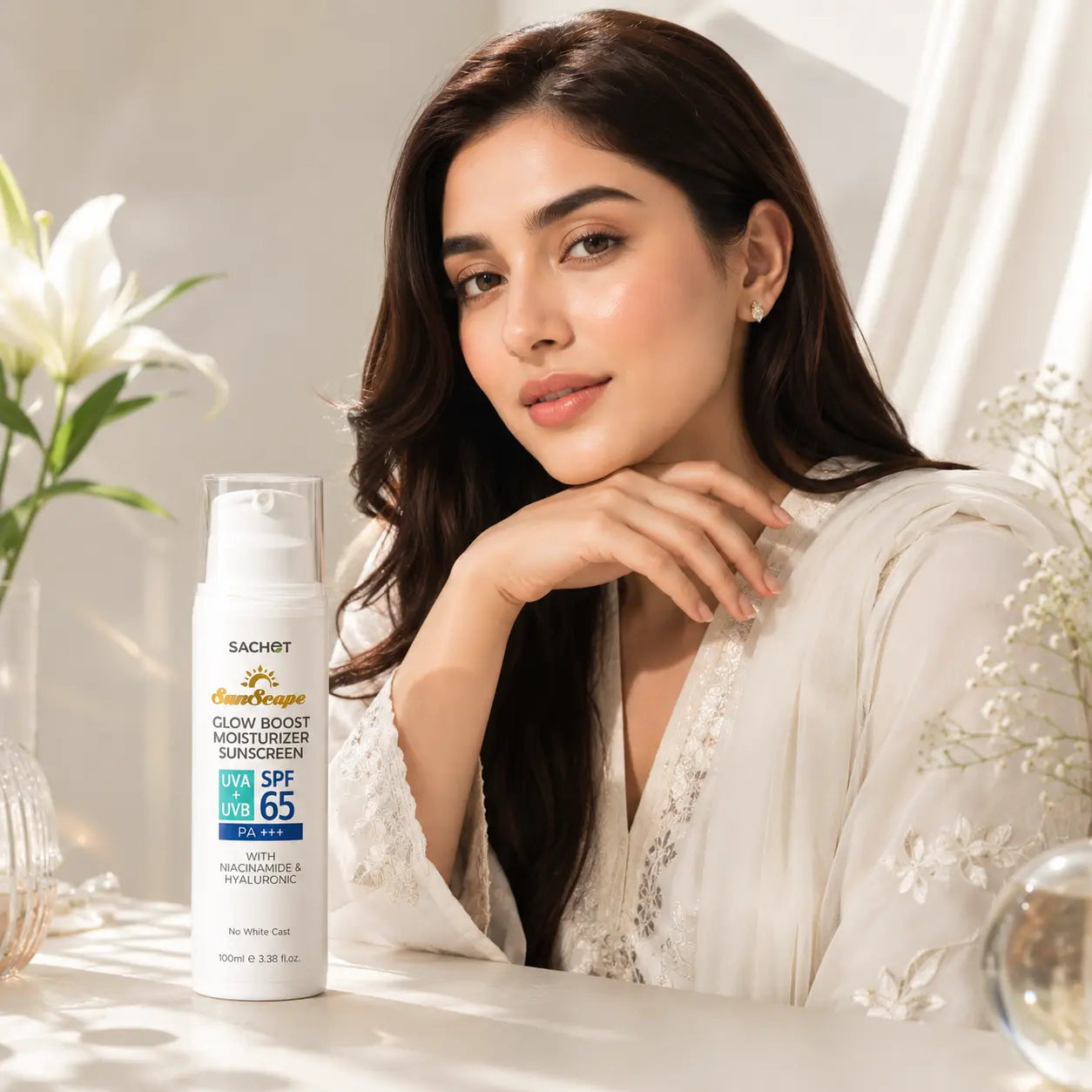 Glow Boost Moisturizer Sunscreen SPF 65 value for dry skin in Pakistan