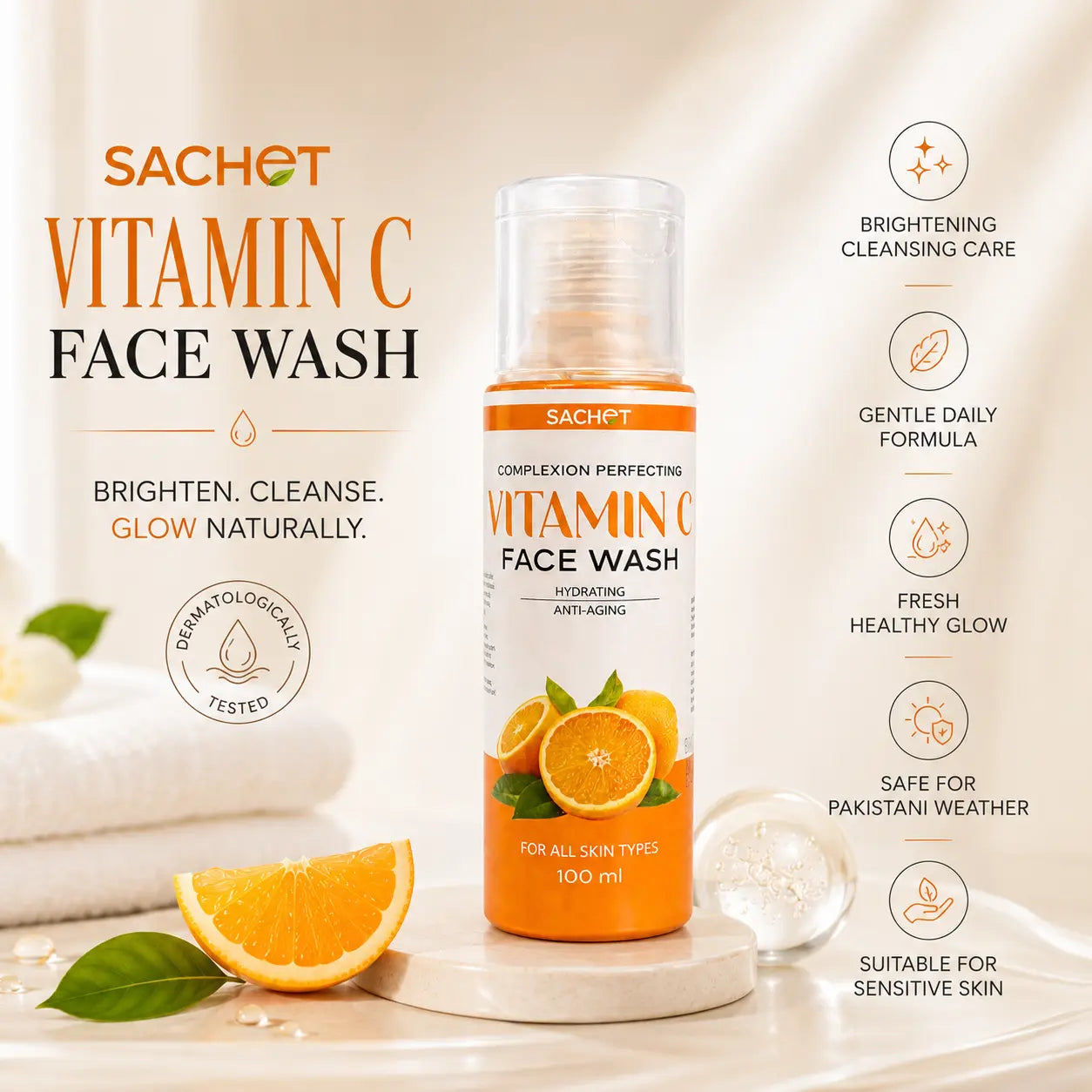 SACHET Vitamin C Face Wash for daily use