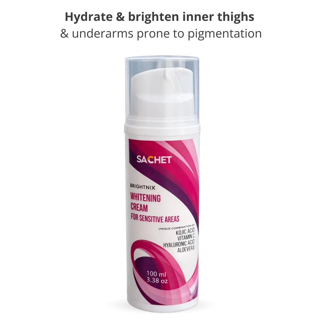 Sachet Whitening Cream for Sensitive Areas on a white background