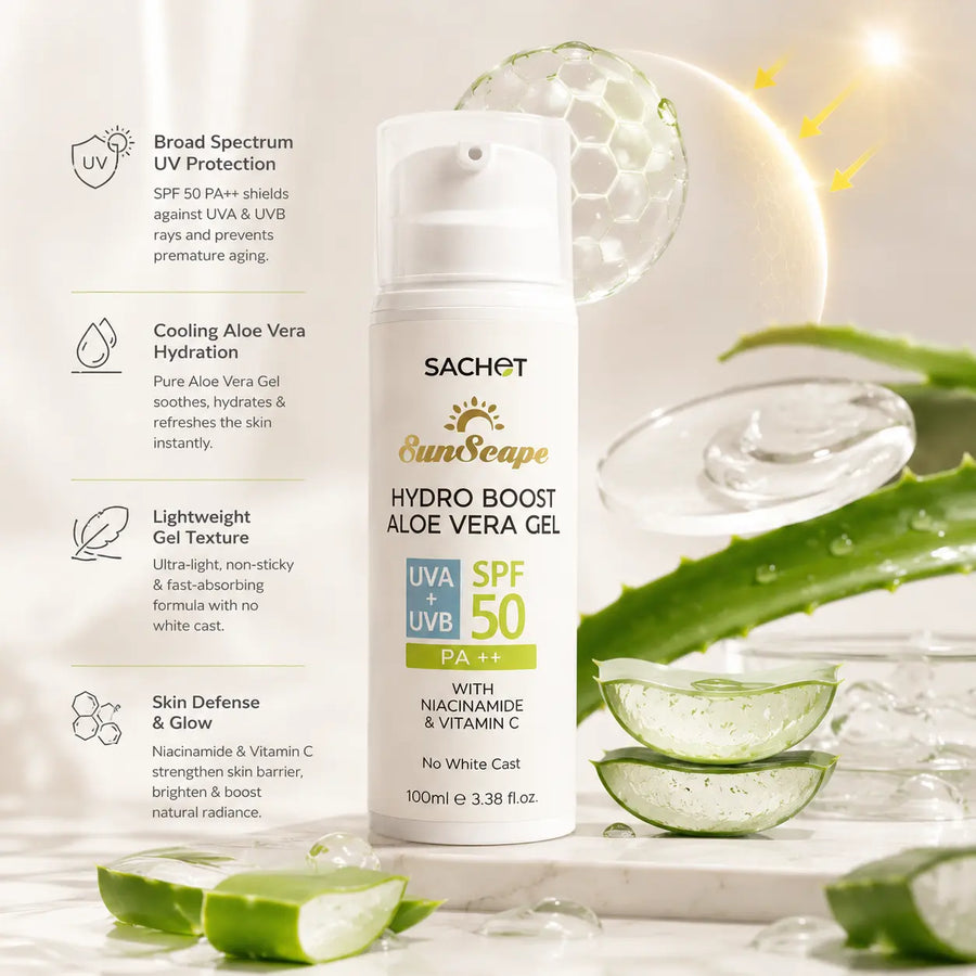 Hydro Boost Aloe vera Gel SPF 50 with Niacinamide and Vitamin C - 100ml | sachetcare.com