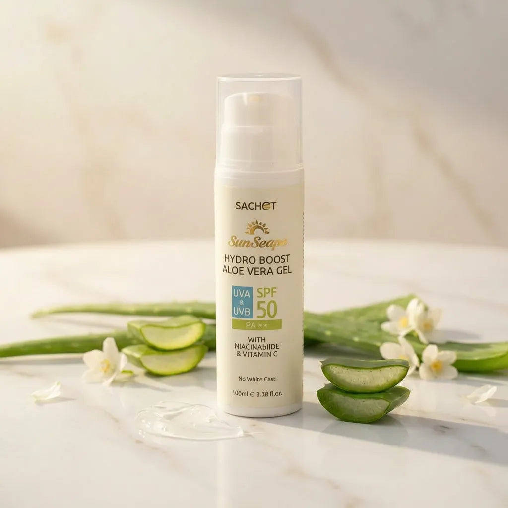 Aloe Vera Gel Sunscreen SPF 50 (100ml) – Oil-Free | SACHET