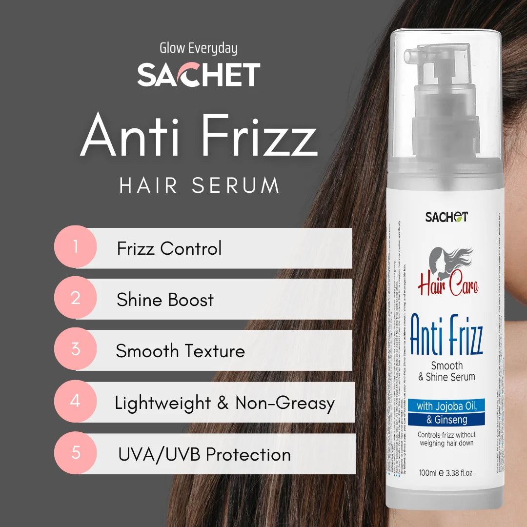 Anti-Frizz Smooth & Shine Serum: Tame Frizz and Unleash Shine (100ml) | sachetcare.com