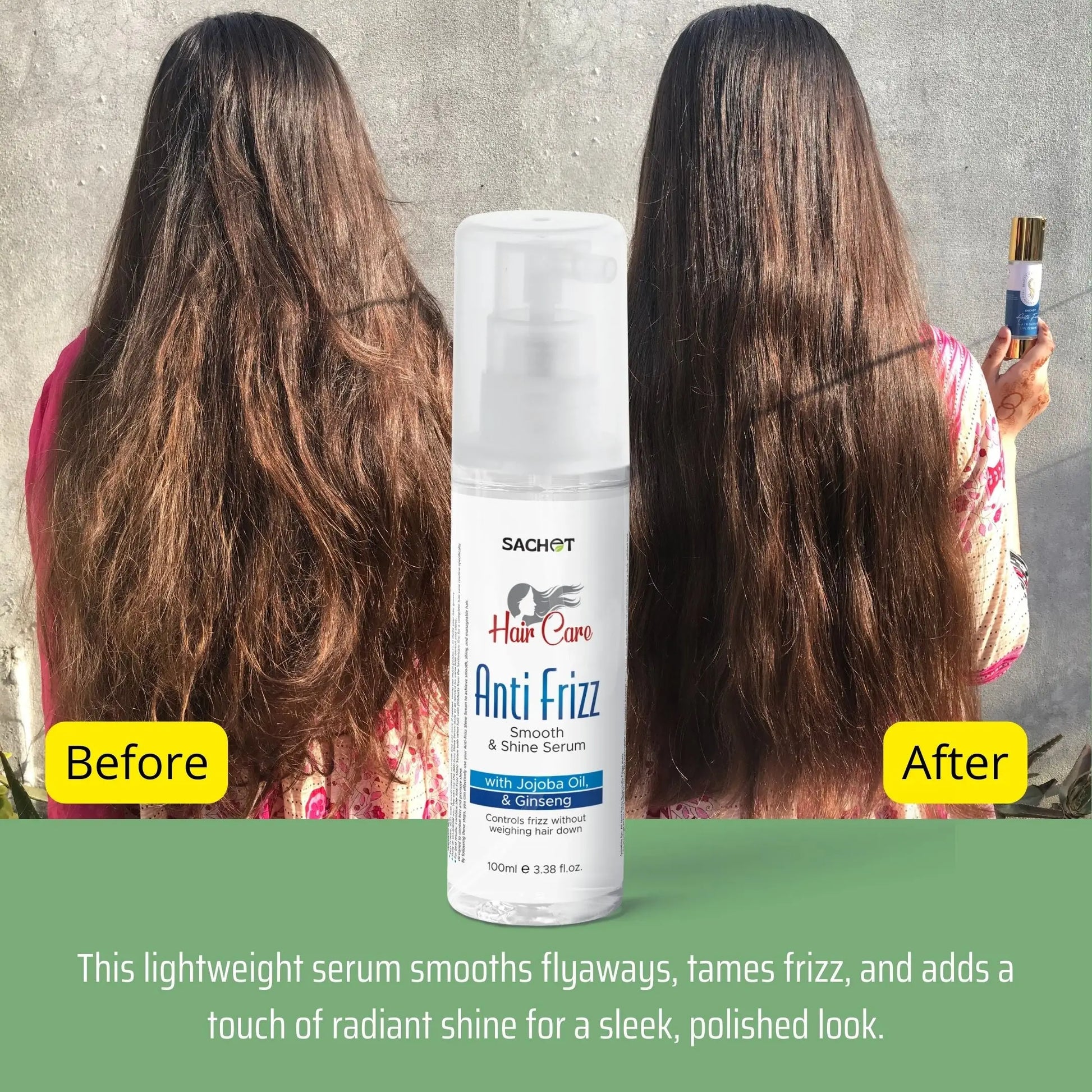 Anti-Frizz Smooth & Shine Serum: Tame Frizz and Unleash Shine (100ml) | sachetcare.com