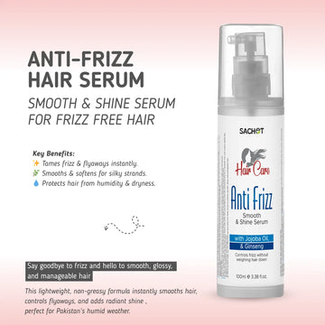 Anti-Frizz Smooth & Shine Serum: Tame Frizz and Unleash Shine (100ml) | sachetcare.com