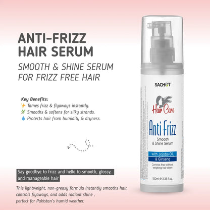 Anti-Frizz Smooth & Shine Serum: Tame Frizz and Unleash Shine (100ml) | sachetcare.com