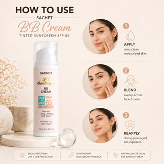 BB Cream Tinted Sunscreen SPF 65 – Flawless Coverage with Maximum Sun Protection | sachetcare.com