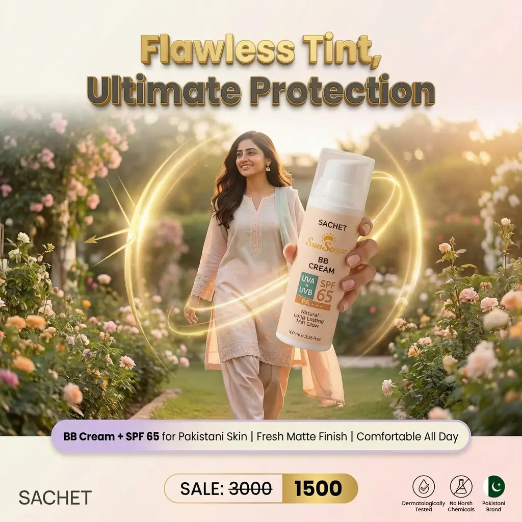 Lightweight tinted sunscreen texture with natural coverage finish – SACHET SPF 65