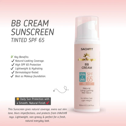 Lightweight tinted sunscreen texture with natural coverage finish – SACHET SPF 65