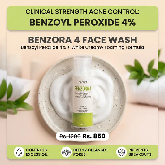BENZORA 4 – Benzoyl Peroxide 4% Anti-Acne Face Wash