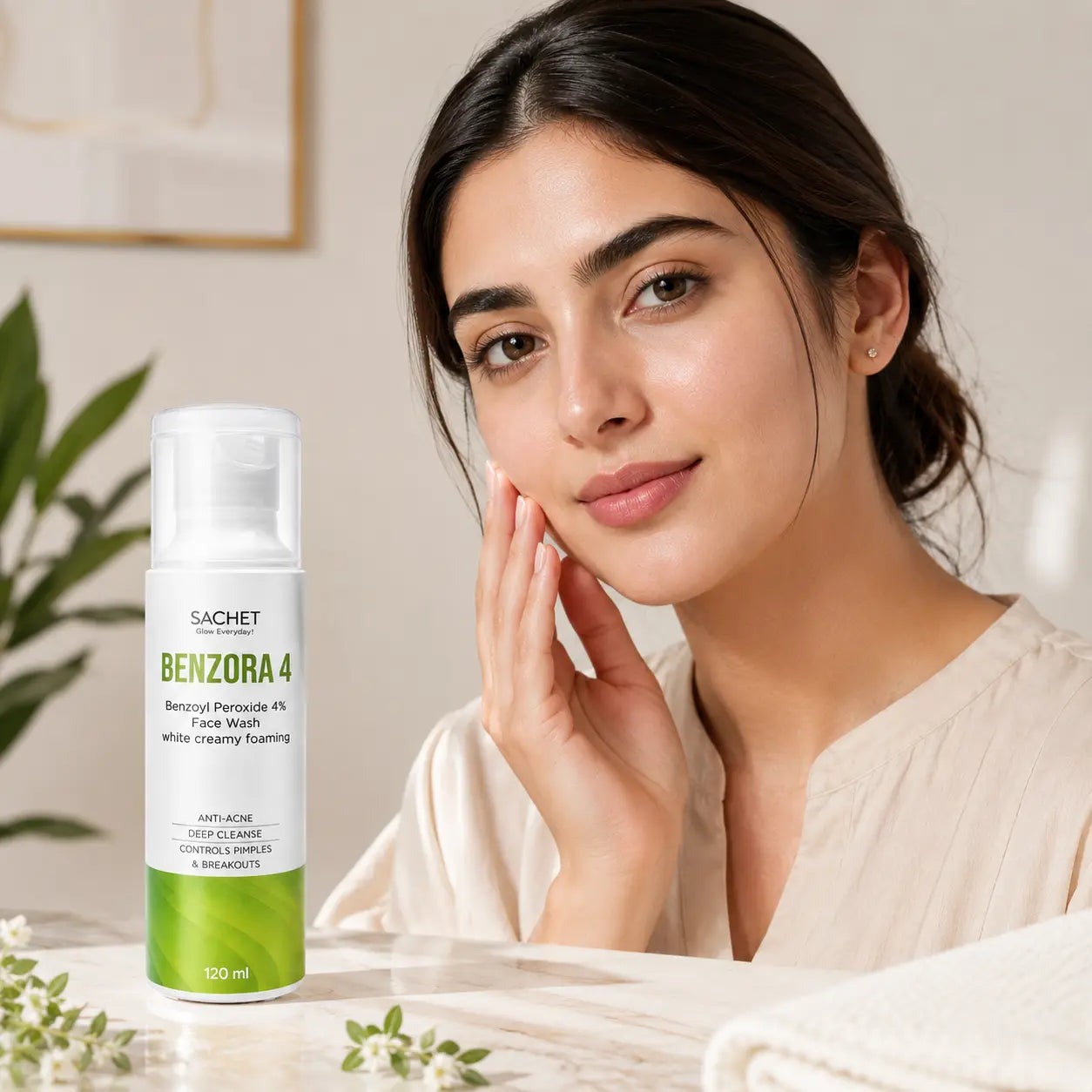 Benzora 4 Benzoyl Peroxide Face Wash for active acne and breakouts in Pakistan
