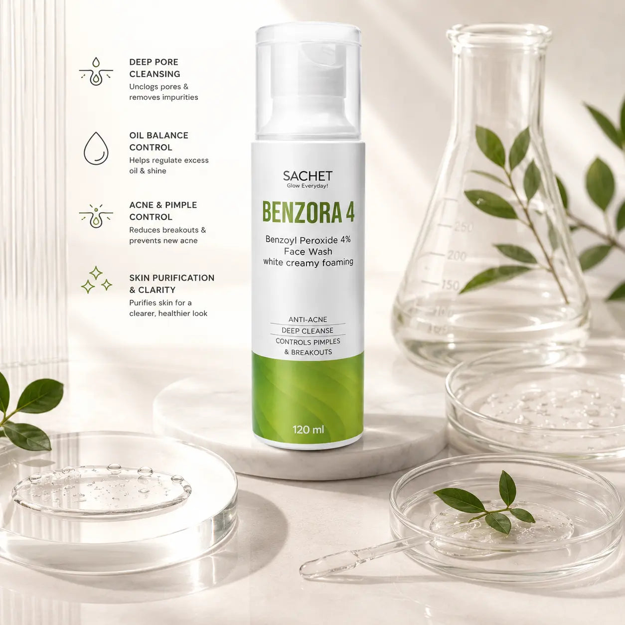 Science-based Benzoyl Peroxide acne cleanser for acne-prone skin