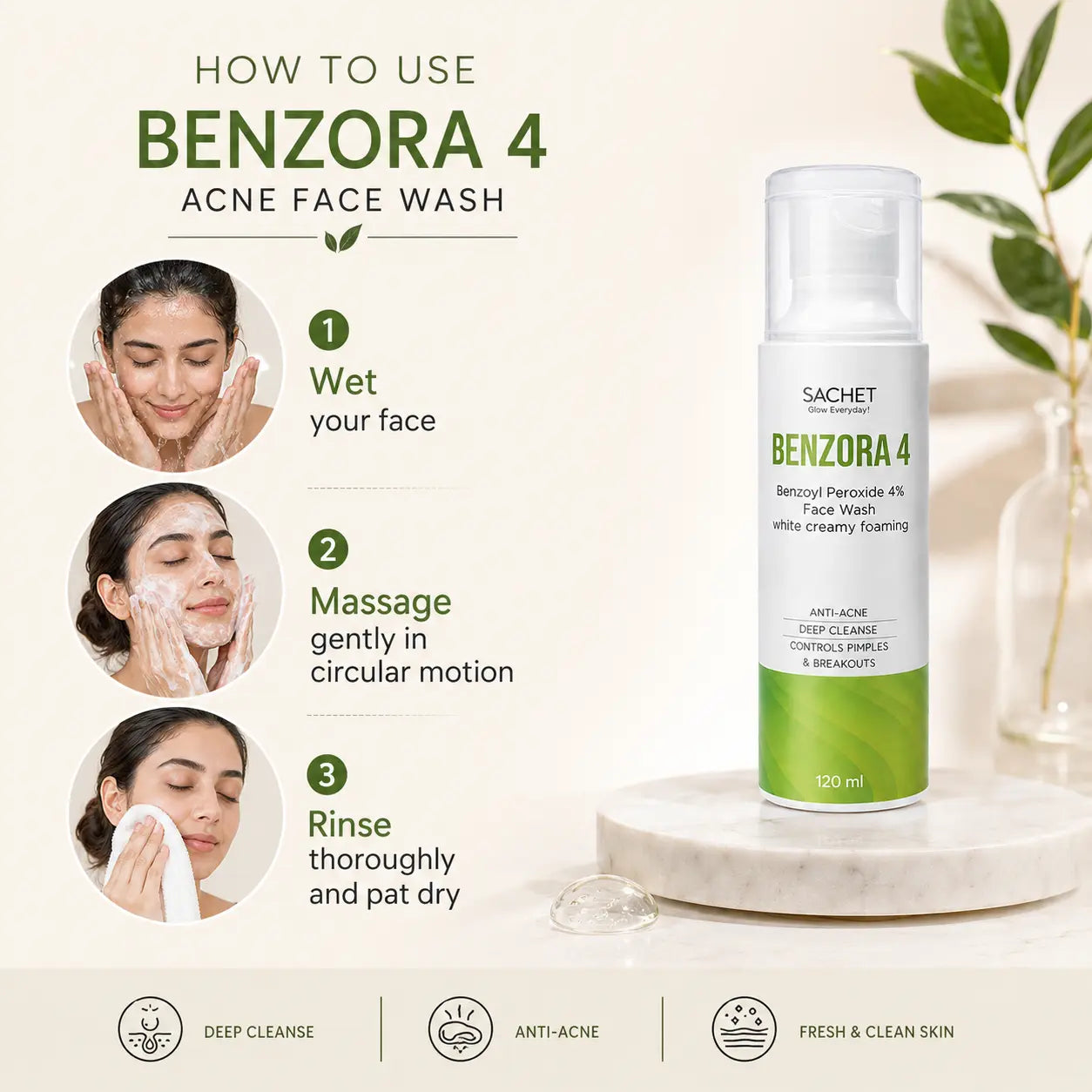 How to use Benzora 4 Acne Face Wash in Pakistan
