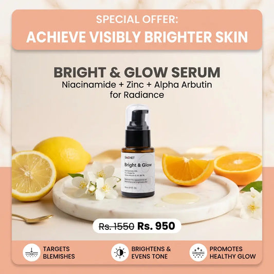 Bright and Glow Serum - Niacinamide 10% + Zinc Oxide 1% + Alpha Arbutin & Vit. B5 1% | sachetcare.com