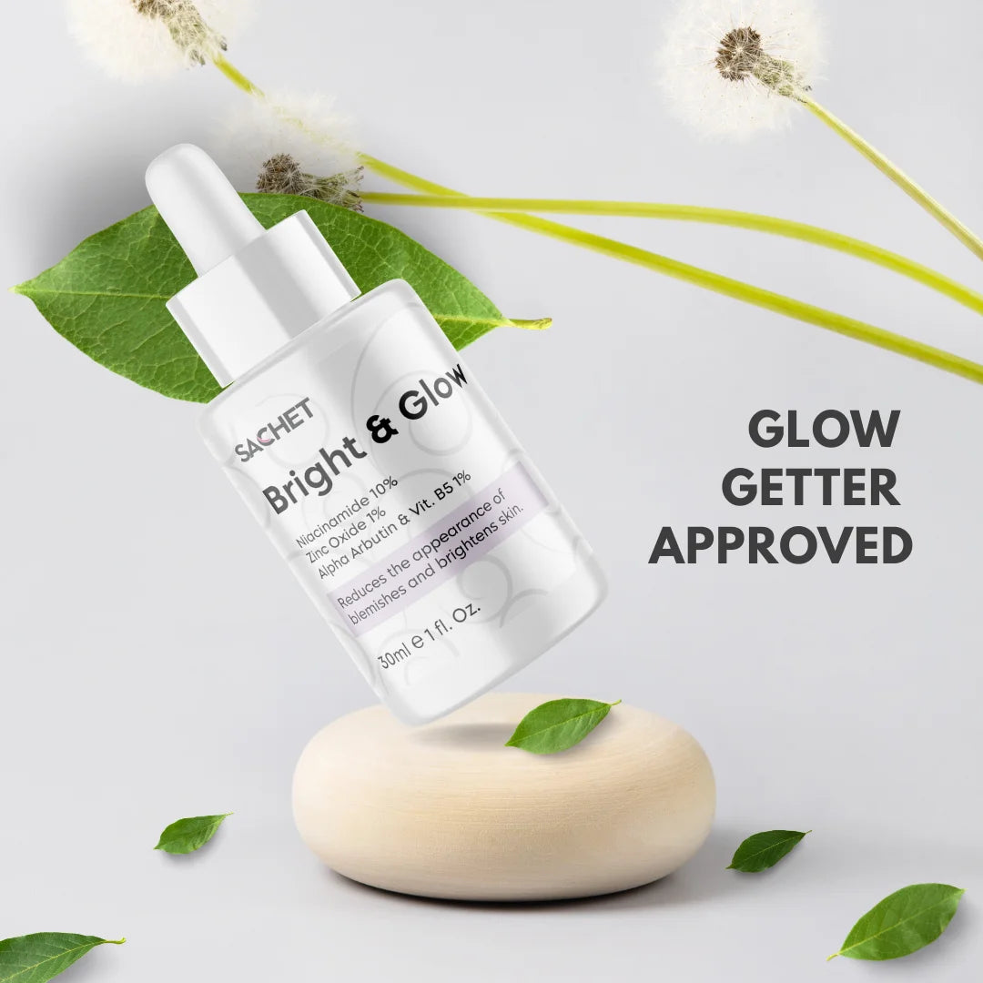 Bright and Glow Serum - Niacinamide 10% + Zinc Oxide 1% + Alpha Arbutin & Vit. B5 1% | sachetcare.com