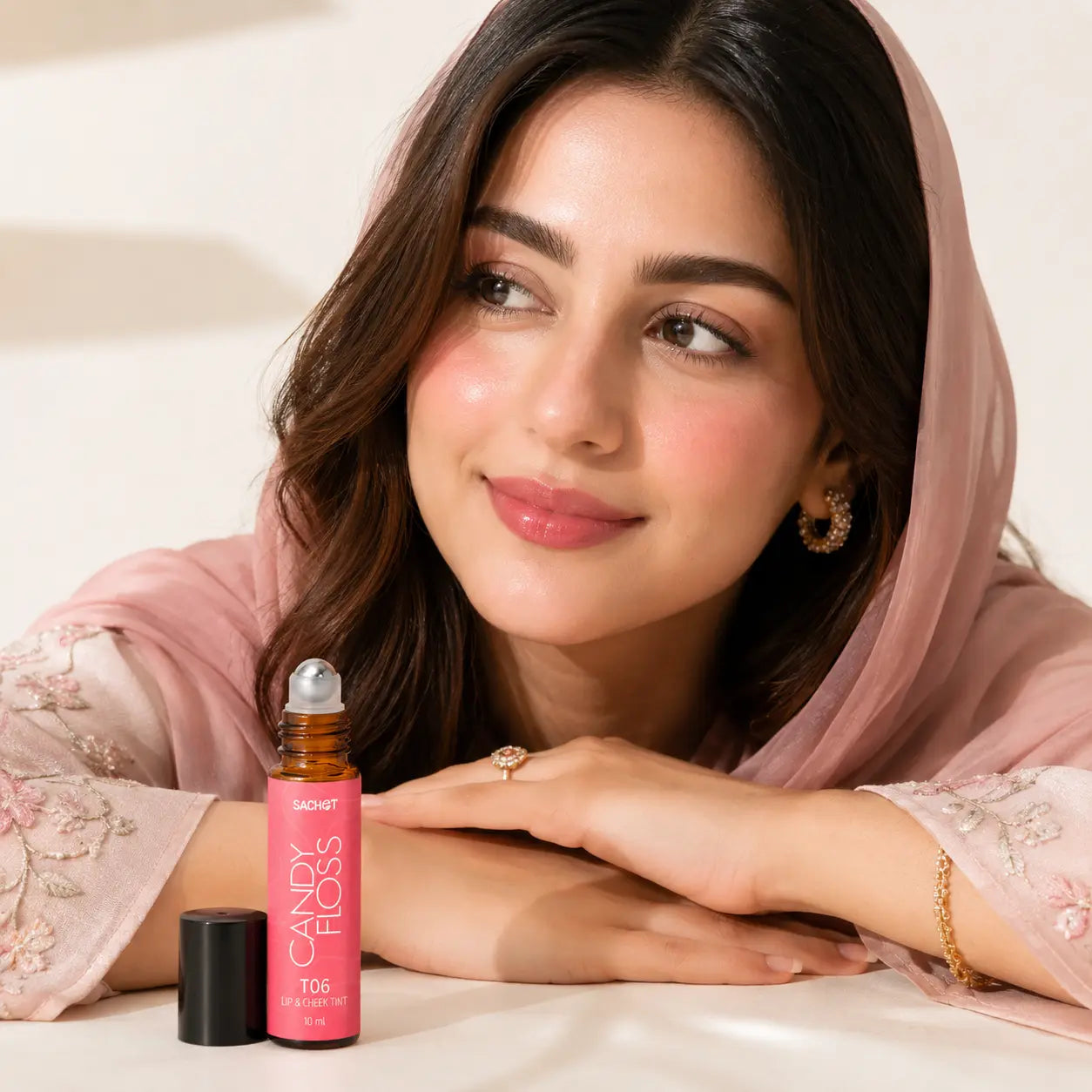 Lip tint used as blush and lip color
