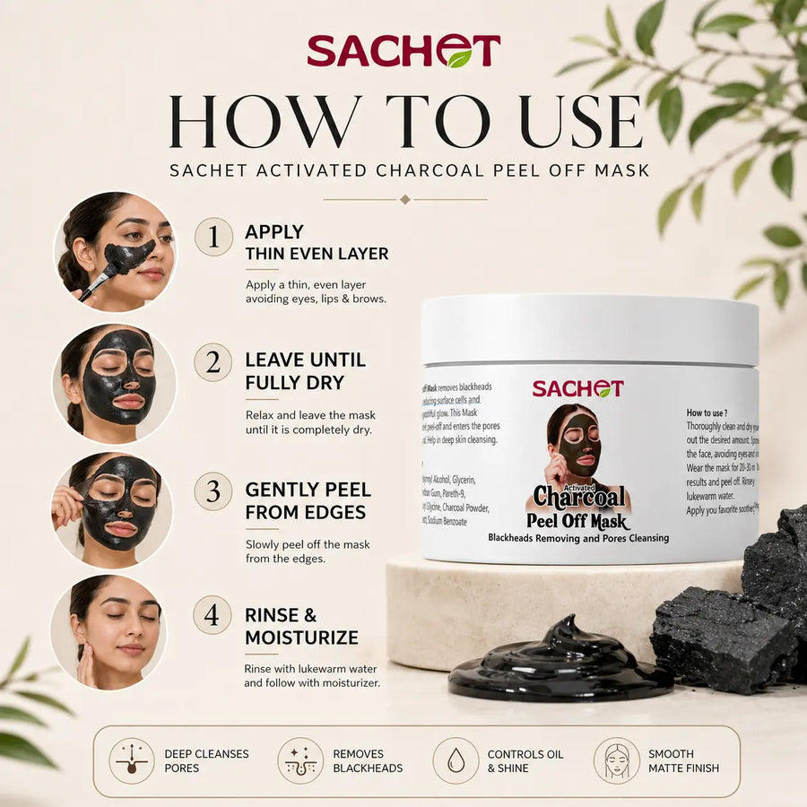 Charcoal Peel Off Mask - Deep Cleanse for Radiant Skin | sachetcare.com