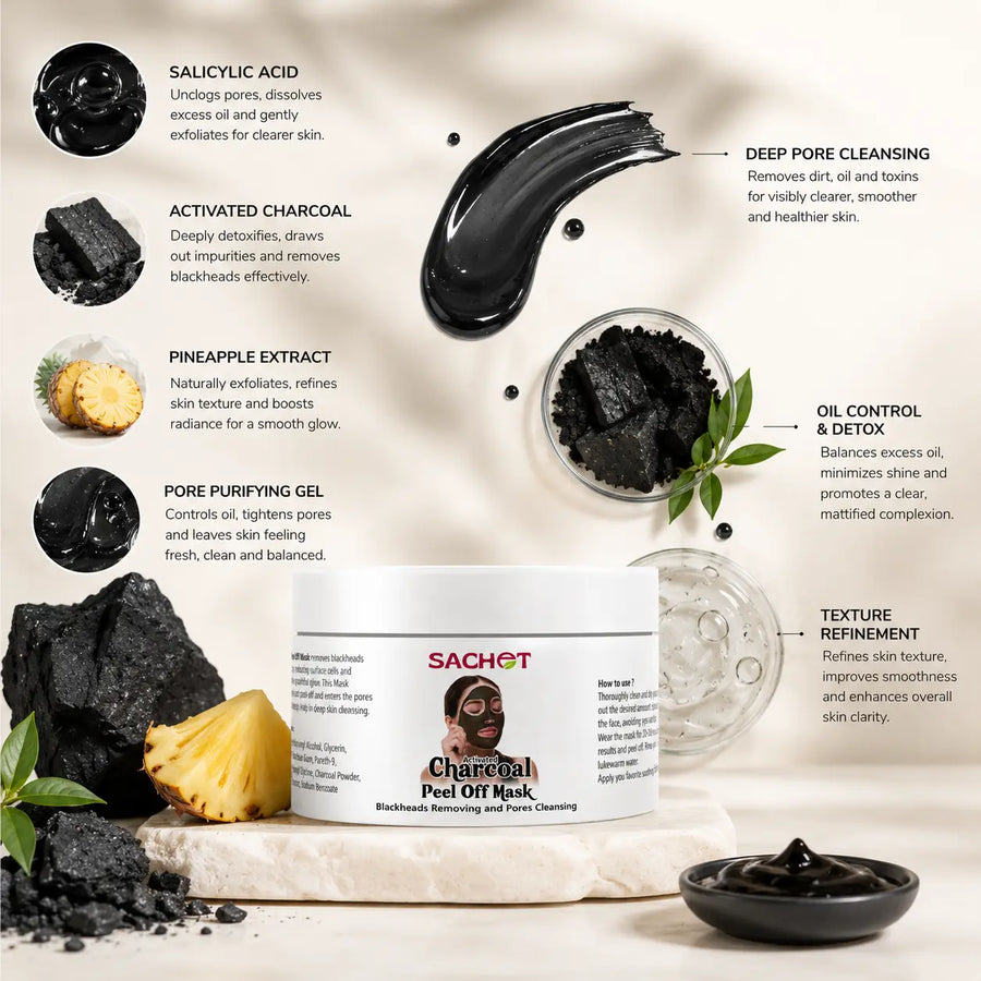 Charcoal Peel Off Mask - Deep Cleanse for Radiant Skin | sachetcare.com