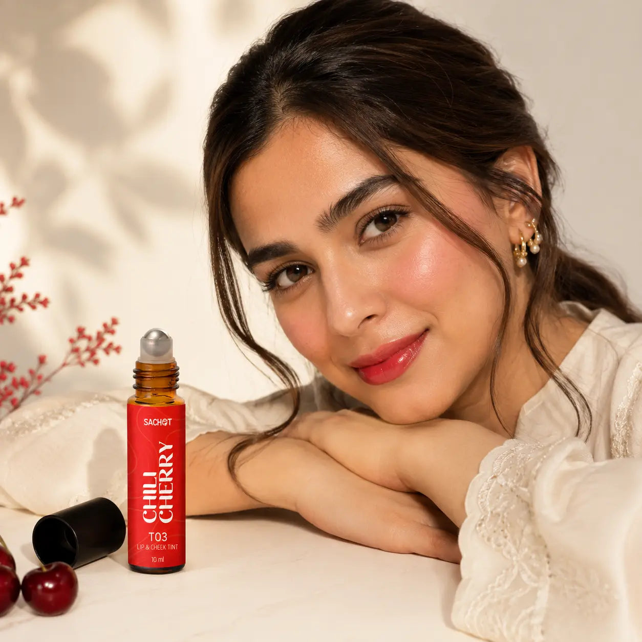 Long lasting lip tint makeup look