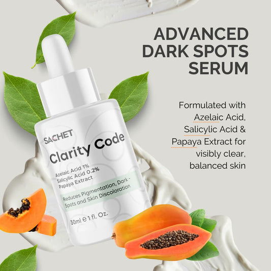 Clarity Code Serum - Azelaic Acid 1% + Salicylic Acid 0.2% + Papaya Extract | sachetcare.com