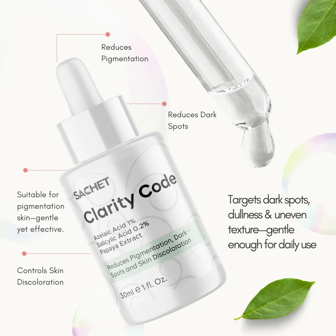Clarity Code Serum - Azelaic Acid 1% + Salicylic Acid 0.2% + Papaya Extract | sachetcare.com
