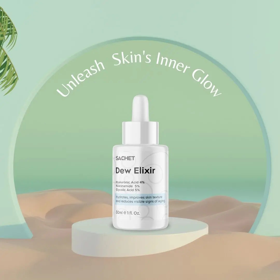 Dew Elixir Serum - Hyaluronic Acid 4% + Niacinamide 5% + Glycolic Acid 2% | sachetcare.com