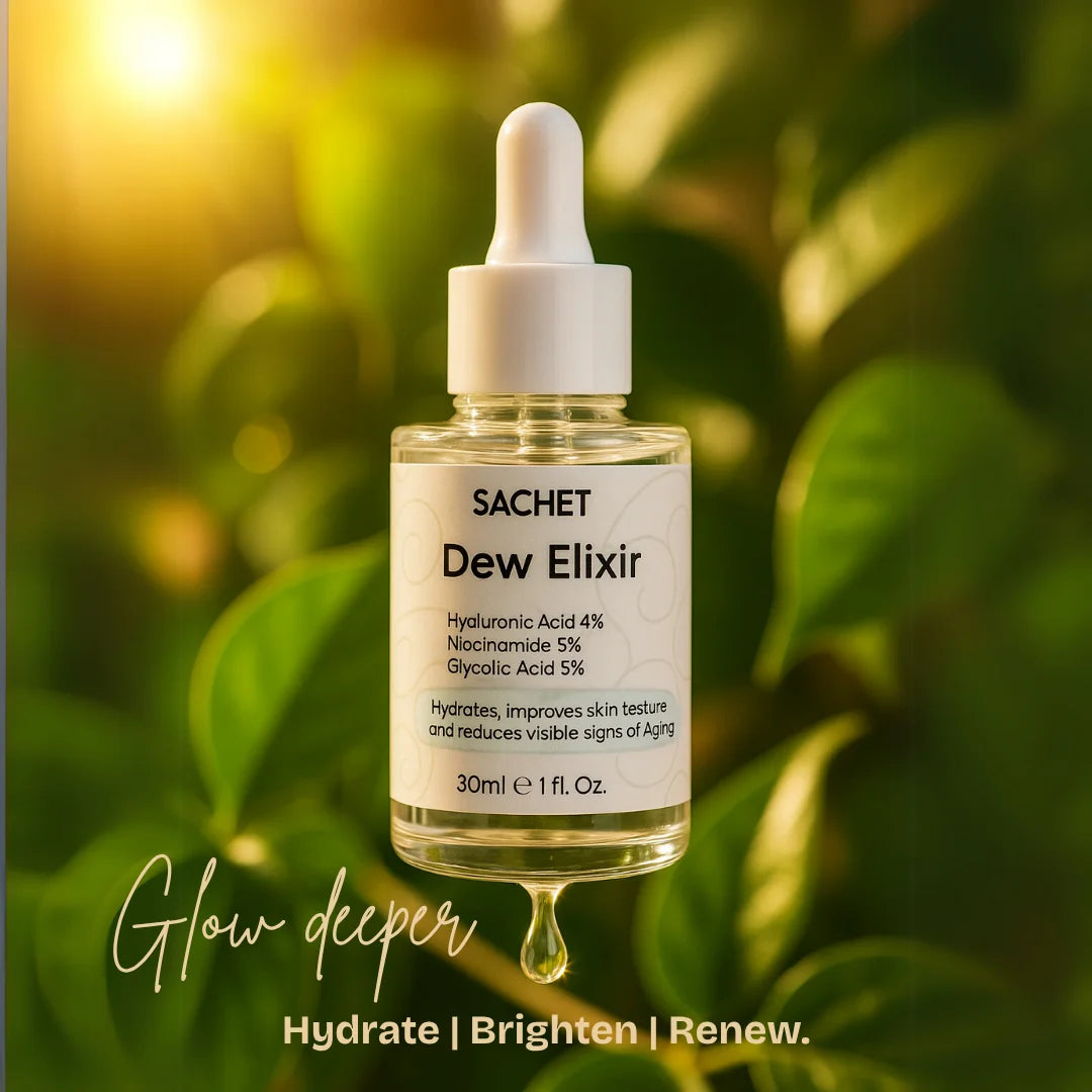 Dew Elixir Serum - Hyaluronic Acid 4% + Niacinamide 5% + Glycolic Acid 2% | sachetcare.com