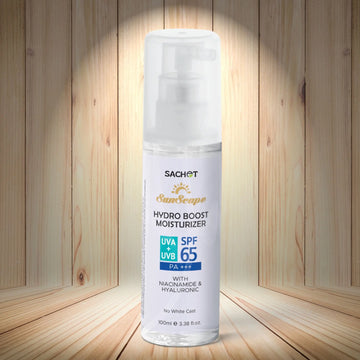 Glow Boost Moisturizer Sunscreen SPF 65 with Niacinamide &amp; Hyaluronic Acid - 100ml | sachetcare.com