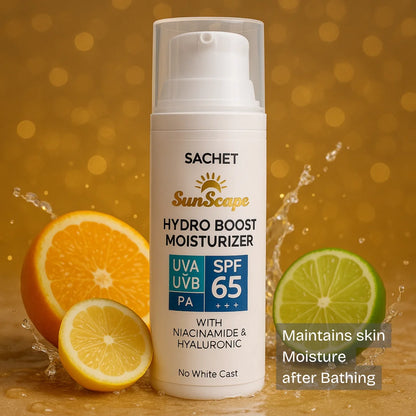 Glow Boost SPF 65 100 ml pump bottle by SACHET