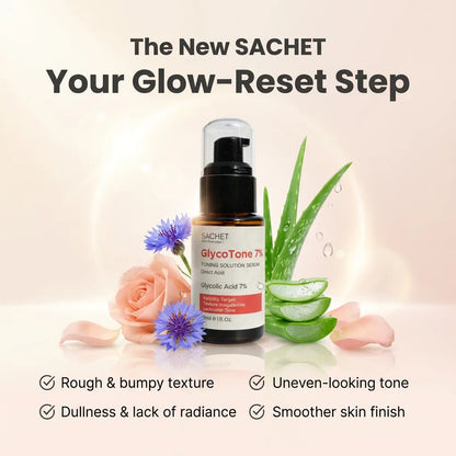 GlycoTone 7% Glycolic Acid Serum (AHA) for Texture & Dullness | SACHET