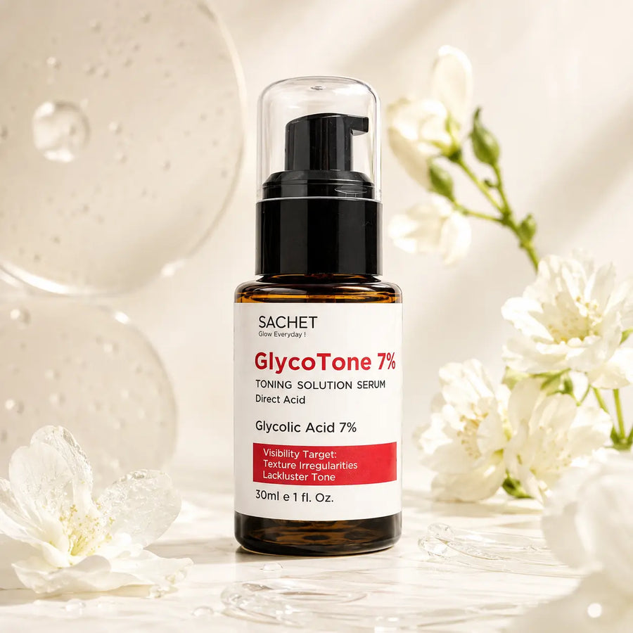 GlycoTone 7% Glycolic Acid Serum (AHA) for Texture & Dullness | SACHET