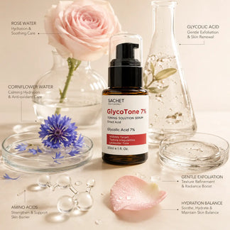 GlycoTone 7% Glycolic Acid Serum (AHA) for Texture & Dullness | SACHET