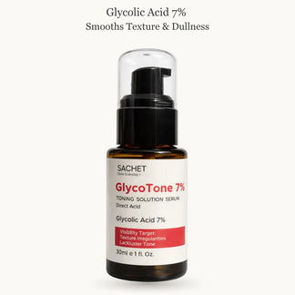 Person holding a bottle of GlycoTone 7% serum with a blurred background