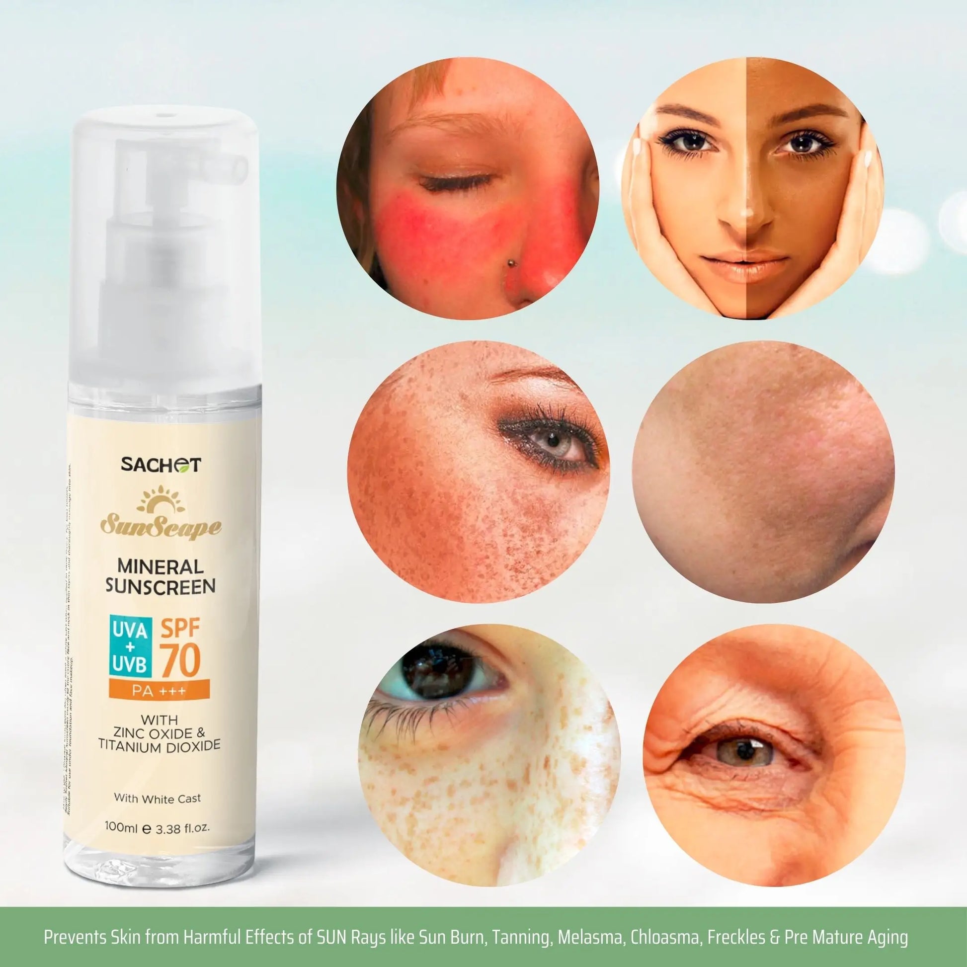 Mineral Sunscreen SPF 70 - 100ml: Shield Your Skin with Broad Spectrum Protection | sachetcare.com