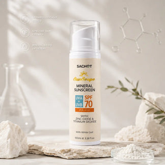 SACHET Mineral Sunscreen SPF 70 bottle – Zinc Oxide and Titanium Dioxide formula