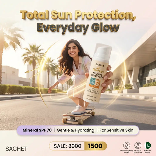 SACHET Mineral Sunscreen SPF 70 bottle – Zinc Oxide and Titanium Dioxide formula