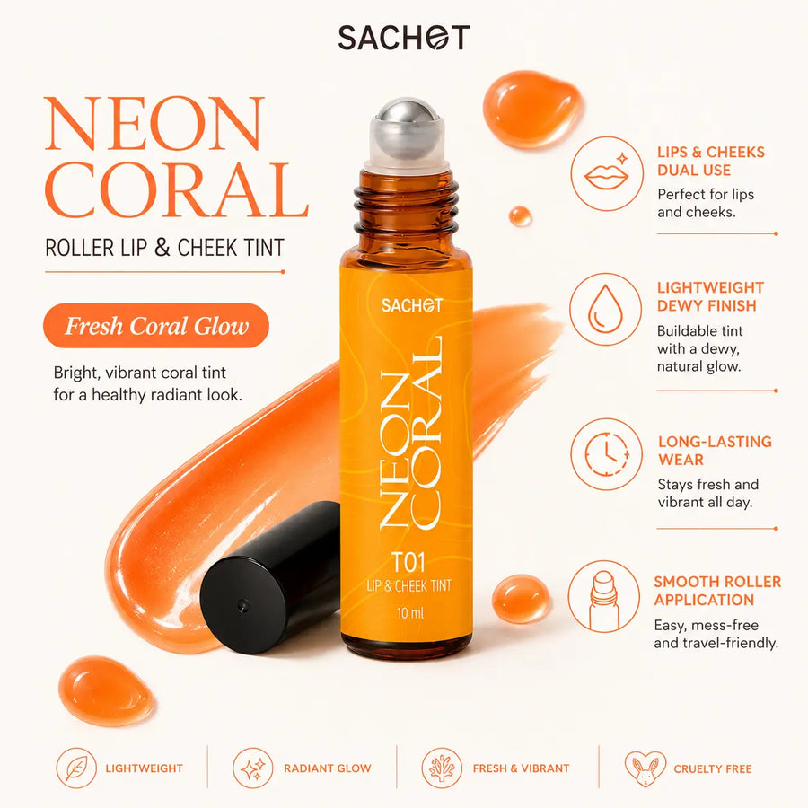 Long Lasting | Neon Coral Roller Lip and Cheek Tint