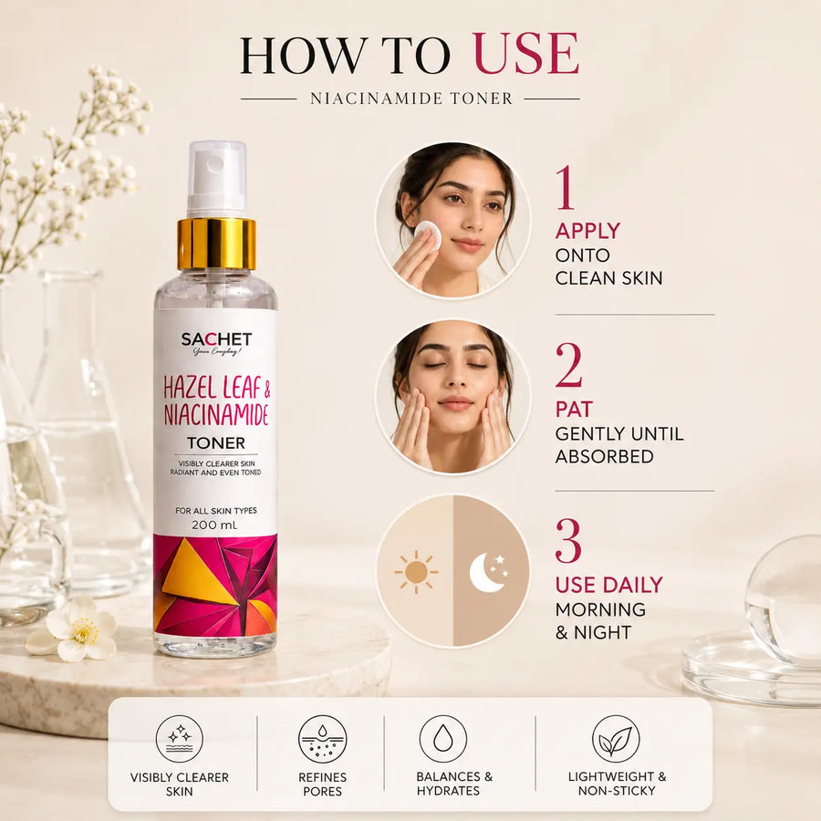Hazel Leaf & Niacinamide Toner: Achieve a Radiant, Balanced Complexion | sachetcare.com